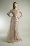 Basix Black Label Long Sleeve Side Hip Tulle Gown In Black