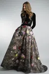 Basix Black Label Long Sleeve Velvet Ballgown With Pockets In Black