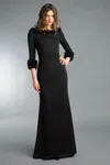Basix Black Label Matte Jersey Gown With 3 Quarter Sleeve