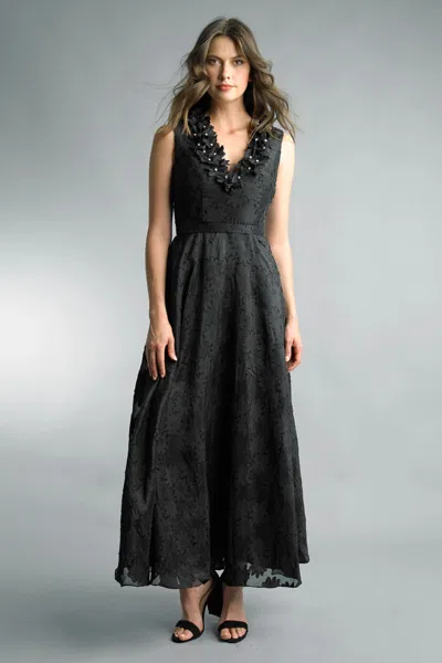 Basix Black Label Midi Length Dress With Laser Cut Floral Motif