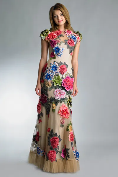 Basix Black Label Multi Applique Gown