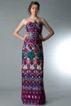 Basix Black Label Multi Color Sleelevess Evening Gown In Multi