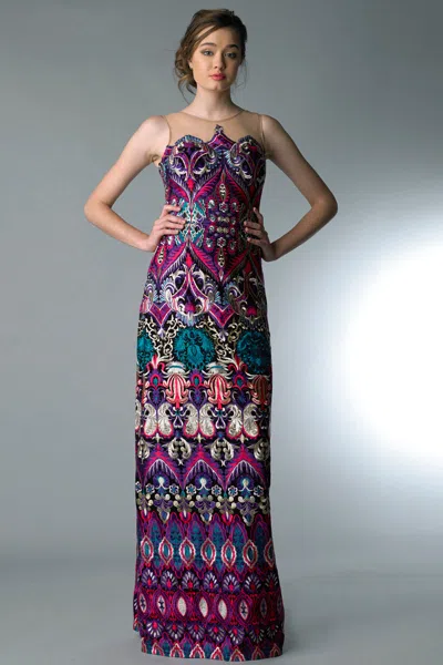 Basix Black Label Multi Color Sleelevess Evening Gown