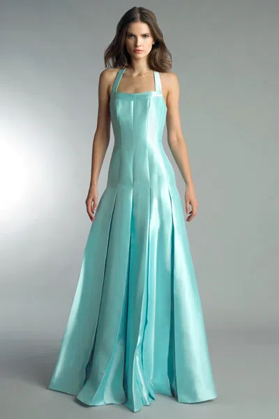 Basix Black Label Multi Panel Halter Dress In Blue