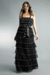 Basix Black Label Multi Tier Gown In Black