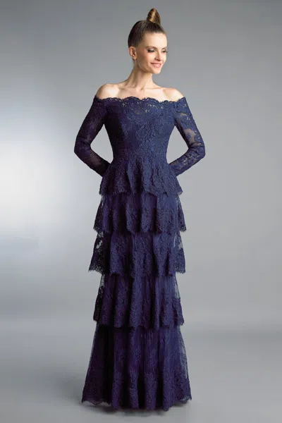 Basix Black Label Multi Tier Long Sleeve Gown