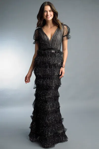 Basix Black Label Multi Tier Sheer Gown
