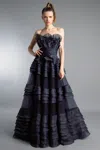 Basix Black Label Multi Tier Sleeveless Evening Gown