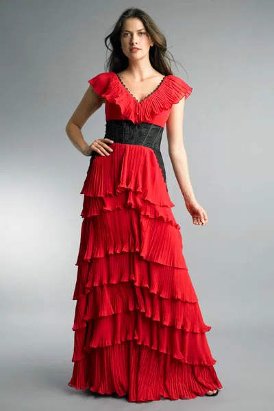 Basix Black Label Multi Tier V Neck Gown