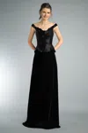 Basix Black Label Off Shouder Beaded Gown