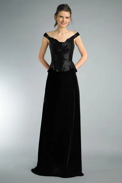 Basix Black Label Off Shouder Beaded Gown