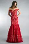 Basix Black Label Off Shoulder Evening Dress In Red