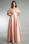 Basix Black Label Off Shoulder Evening Gown By Basix Ii In Pink