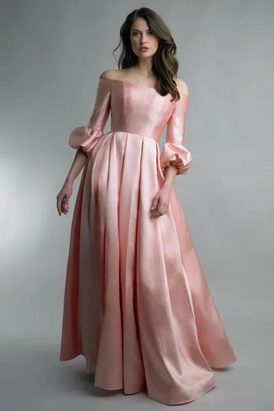 Basix Black Label Off Shoulder Evening Gown In Pink