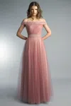 Basix Black Label Off Shoulder Gown In Pink