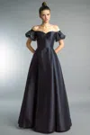 Basix Black Label Off Shoulder Gown With Sweetheart Neckline By