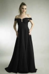 Basix Black Label Charcoal Off The Shoulder Sequined Evening Gown In Black