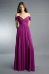 Basix Black Label Off Shoulder Multi Pleated Gown By