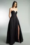 Basix Black Label Off Shoulder Strapless Sweetheart Ballgown In Black