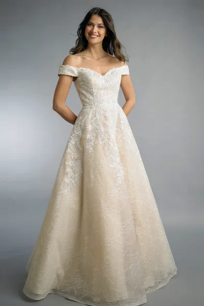 Basix Black Label Off The Shoulder Ballgown In Neutral