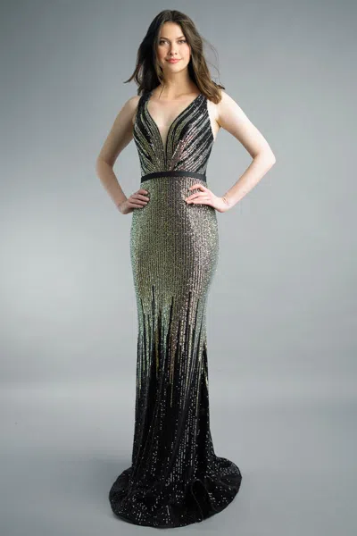 Basix Black Label Ombre Sequin Gown