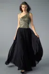 Basix Black Label One Shoulder Gown In Black