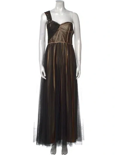Pre-owned Basix Black Label One-shoulder Long Dress In Black