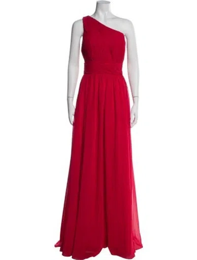 Pre-owned Basix Black Label One-shoulder Long Dress W/ Tags In Red