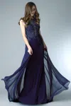 Basix Black Label Open Back Evening Gown In Blue