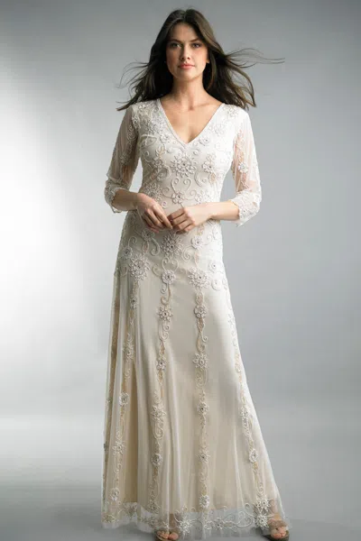 Basix Black Label Ornate Evening Dress With Beaded Detail In Neutral