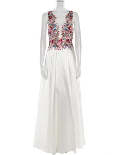 Pre-owned Basix Black Label Patterned Long Dress In Neutral