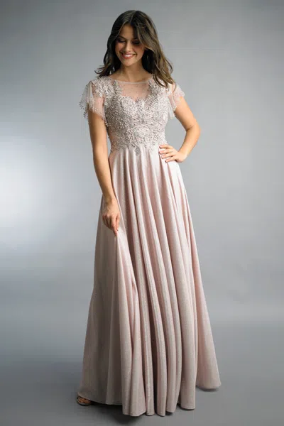 Basix Black Label Pearl Embellished Gown In Pink