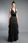 Basix Black Label Pearl Embellished Multi Tier Gown