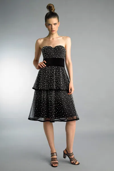 Basix Black Label Pearl Studded Sweetheart Neckline Cocktail Dress