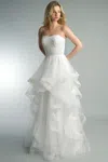 Basix Black Label Pearl Tiered Strapless Gown
