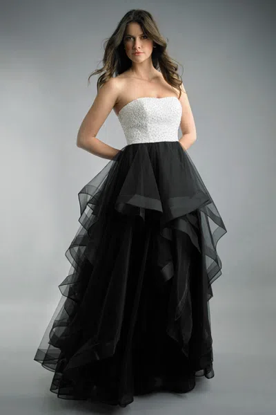 Basix Black Label Pearl Tiered Strapless Gown
