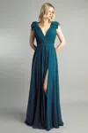 Basix Black Label Pleated Deep V Gown