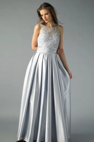 Basix Black Label Pleated Lace Sleeveless Dress In Gray