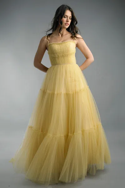 Basix Black Label Pleated Tiered Gown In Orange