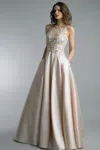 Basix Black Label Plunge Back Evening Gown