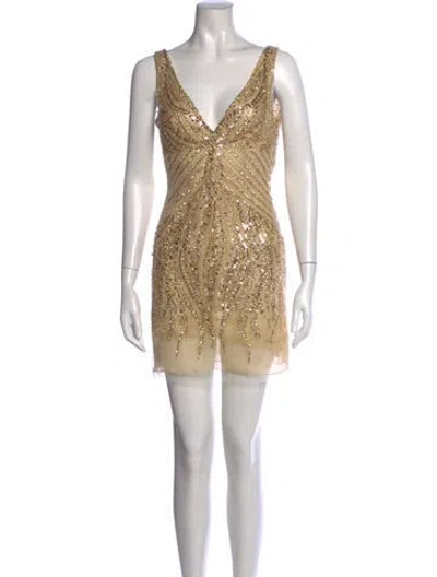 Pre-owned Basix Black Label Printed Mini Dress W/ Tags In Neutrals