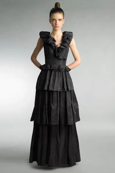 Basix Black Label Puff Collar Multi Tier Dress
