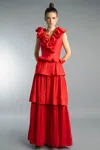 Basix Black Label Puff Collar Multi Tier Dress