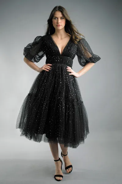 Basix Black Label Puff Sleeve Cocktail Dress