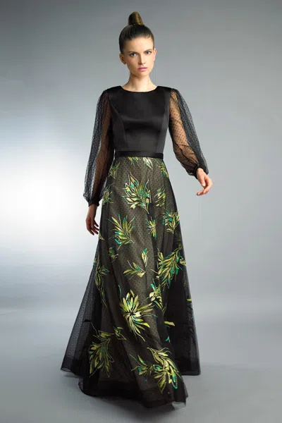 Basix Black Label Puff Sleeve Evening Gown