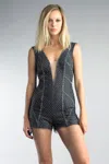 Basix Black Label Romper With Beads In Gray