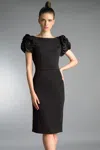 Basix Black Label Rosette Sleeve Cocktail Dress In Black