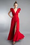 Basix Black Label Ruffle Collar Evening Dress By Basix