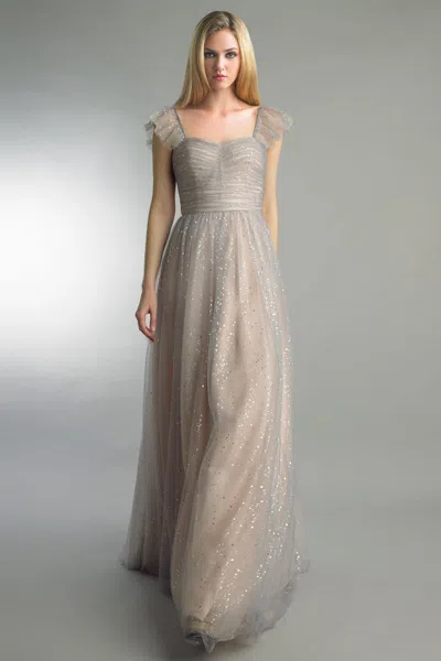 Basix Black Label Ruffle Sleeve Gown In Silver