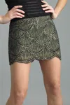Basix Black Label Scalloped Motic Sequin Shorts In Green